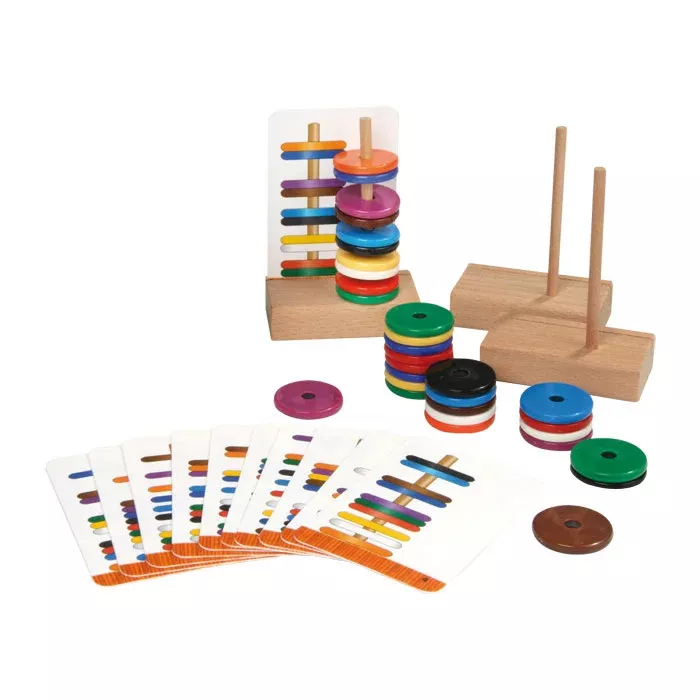 Holzspielzeug, Stapelspiel, Farbenring, Rechenringe, Geduldsspiel