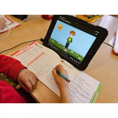 tablet, bildung, kind, lernen, handschrift