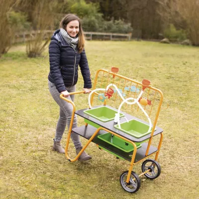 Kinderwagen, Gartenspiel, Puppenwagen, Kohle, Wagen mit Körben