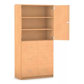 Schrank mit 6 hohen Holzschubladen und 2 Halbtüren, 190 x 94,4 cm