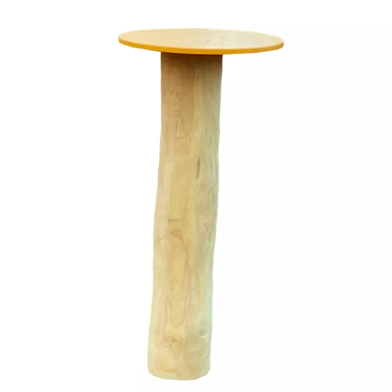 Katzentisch, Stumpf-Tisch, Holz, Gelb, Rundtisch