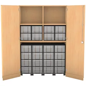 Garagenschrank mit Mittelwand, 190 x 126,4 cm, mit 4 Böden, 4 Rollcontainern und 16 Boxen