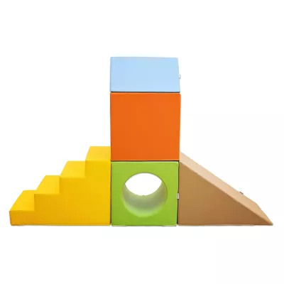 Kletterblock, Softplay, Bunte Blöcke, Rutsche, Tunnel