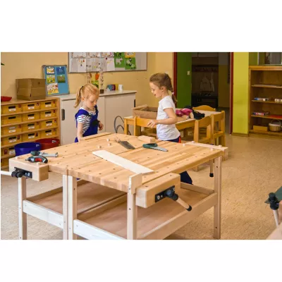 Kinderwerkbank, Holzwerkbank, Werkzeuge, Kleidung-Schule, Küche-Labor