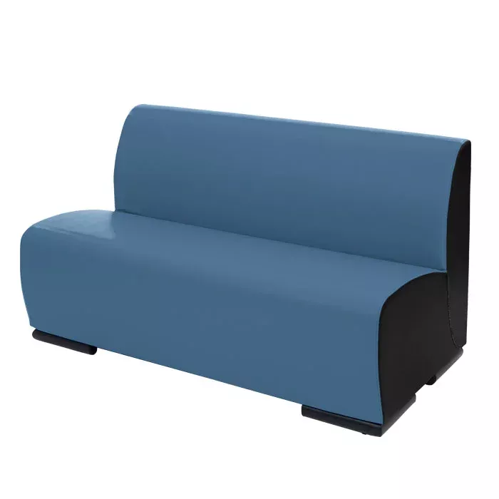 sofa, bank, blau, polster, gekrümmt