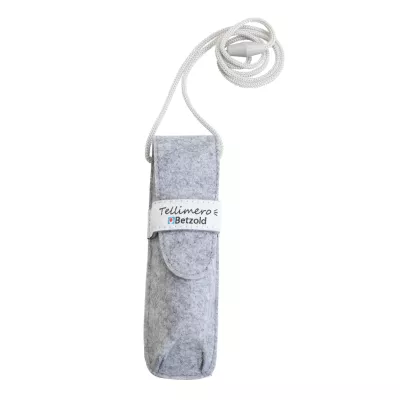 Schreibetui, Filz, Grau, Kabel, geschlossen