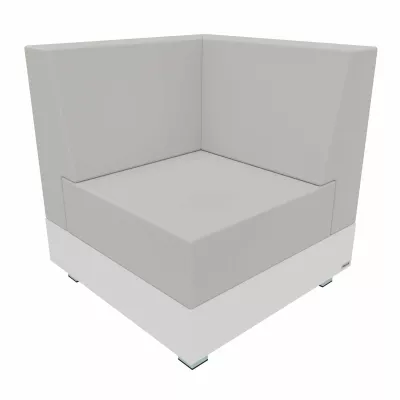 Lounge-Sessel, Eckstuhl, weiße Polsterung, modulare Möbel, Niedrige Rückenlehne