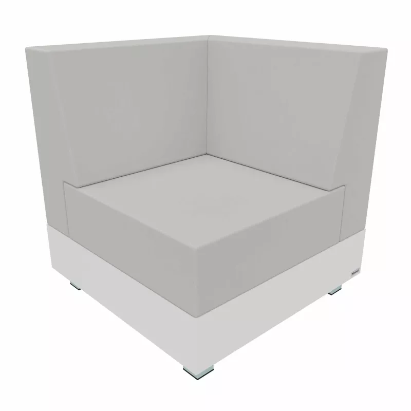 Lounge-Sessel, Eckstuhl, weiße Polsterung, modulare Möbel, Niedrige Rückenlehne