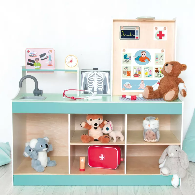 Kinderarbeitsstation, Spielzeugküche, Plüschtiere, medizinische Spielzeug, Toy set