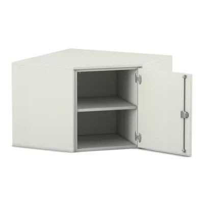 Schrank, Aufbewahrung, zwei Regale, Metall-Scharnier, weißer Schrank