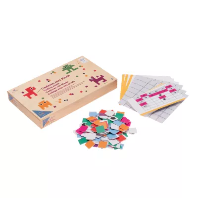 Puzzle, Farbige Fliesen, Gitter-Karten, Holzkiste, Pixelspiel