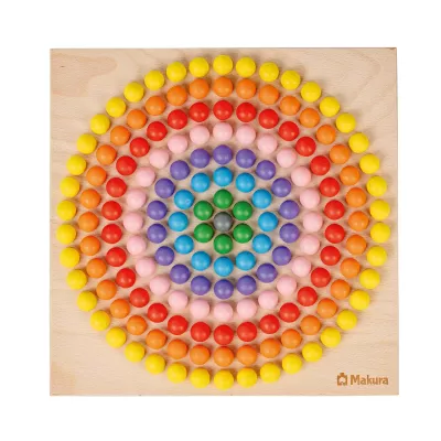 Holzspielplatte, Perlenset, Bunte Kugeln, Pyramide, Mosaik