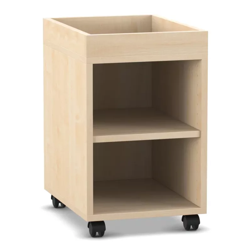 Beistelltisch, Rolltisch, Holzkorpus, Kiefernholz, Offenes Regal