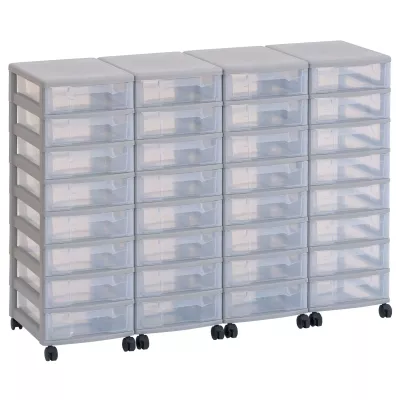 Aufbewahrungsbox, Schubladenbox, Kastensystem, Rolltrolley, Transparent