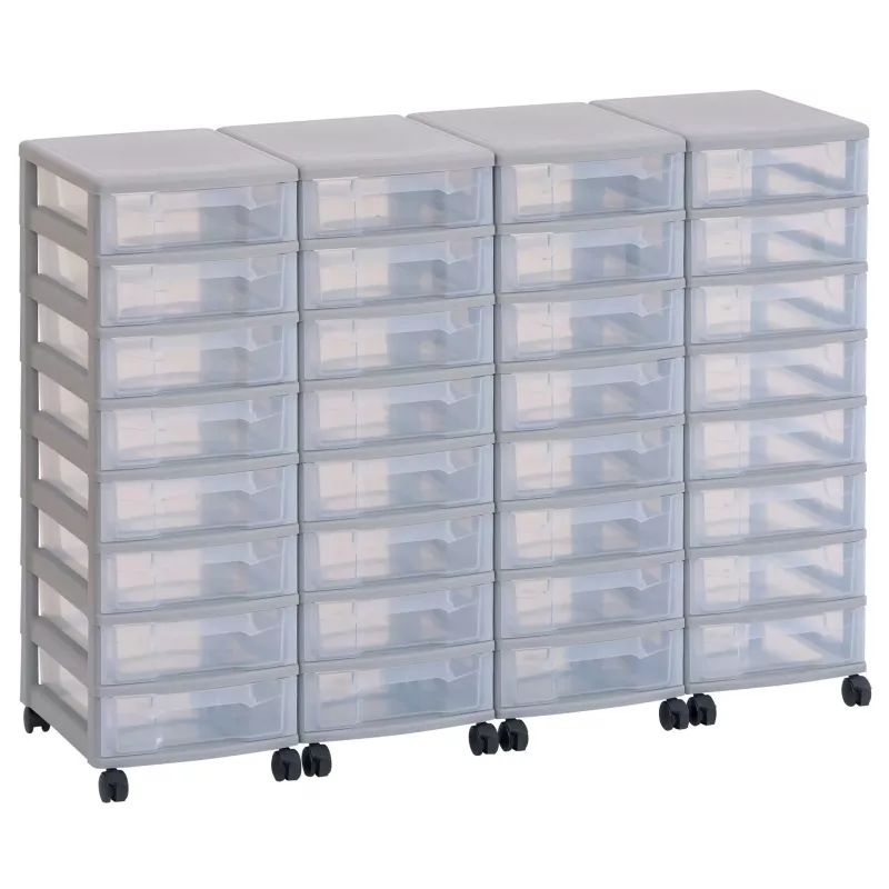 Aufbewahrungsbox, Schubladenbox, Kastensystem, Rolltrolley, Transparent