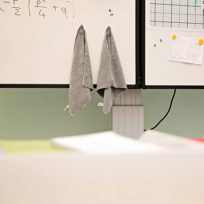 Handtücher, Tuch, Grau, hängen, Labor, Whiteboard
