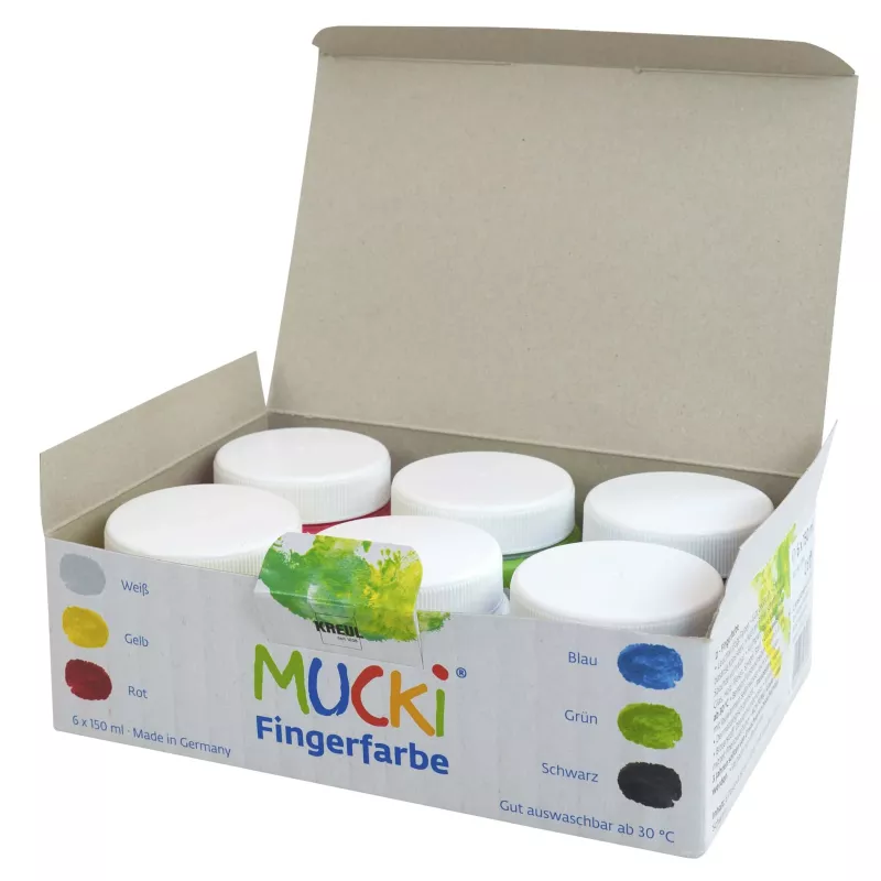 Fingerfarben, Farbenkasten, 6x150ml, Kreul, Kinderfarben