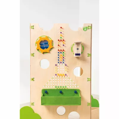 Holzspielzeug, Kugelbahn, Perlenkette, Sanduhr, Fächer-Grippen