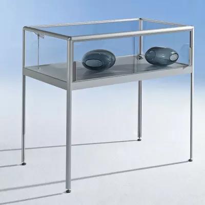 Beistelltisch, Glasaufsatz, Metallgestell, Transparente Glaswände, Dessert-Tisch