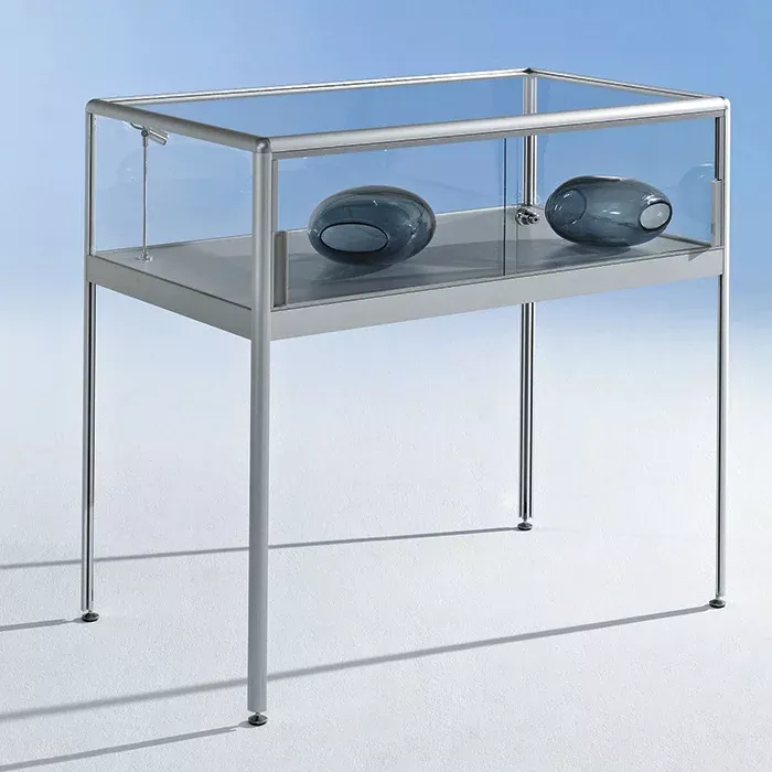Beistelltisch, Glasaufsatz, Metallgestell, Transparente Glaswände, Dessert-Tisch