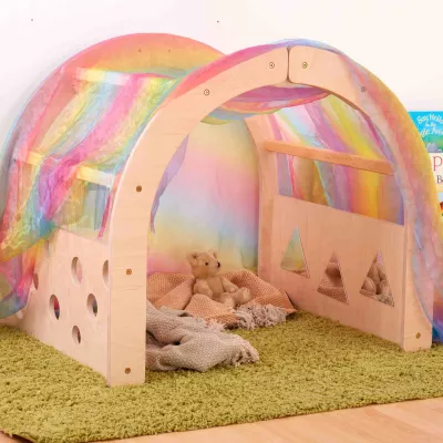 Kinderspielhaus, Kuschelbett, Tunnelzelt, Holzrahmen, Kinderzimmer-Accessoire