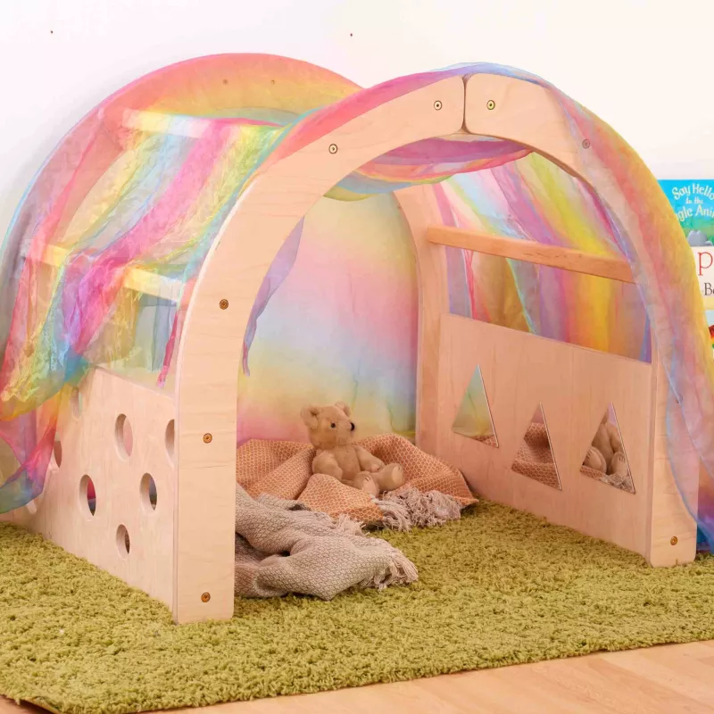 Kinderspielhaus, Kuschelbett, Tunnelzelt, Holzrahmen, Kinderzimmer-Accessoire