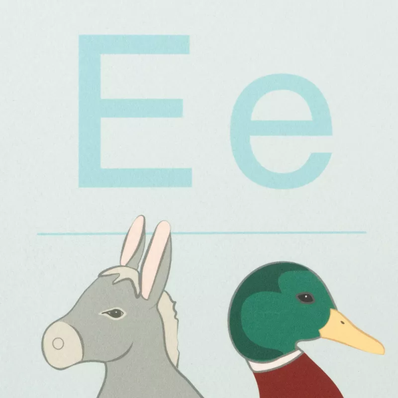 Esel, Ente, Tierillustration, Tiermotiv, Kinderposter