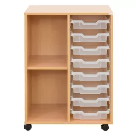Klassenzimmerregal, 99,1 x 73,1 x 48, mit 8 Gratnells-Boxen und 1 Boden