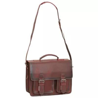 handtasche, braunes leder, schultertasche, doppelschnalle, oben griff
