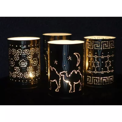 LED-Licht, Laterne, Kerzenhalter, Gold, Muster lighting