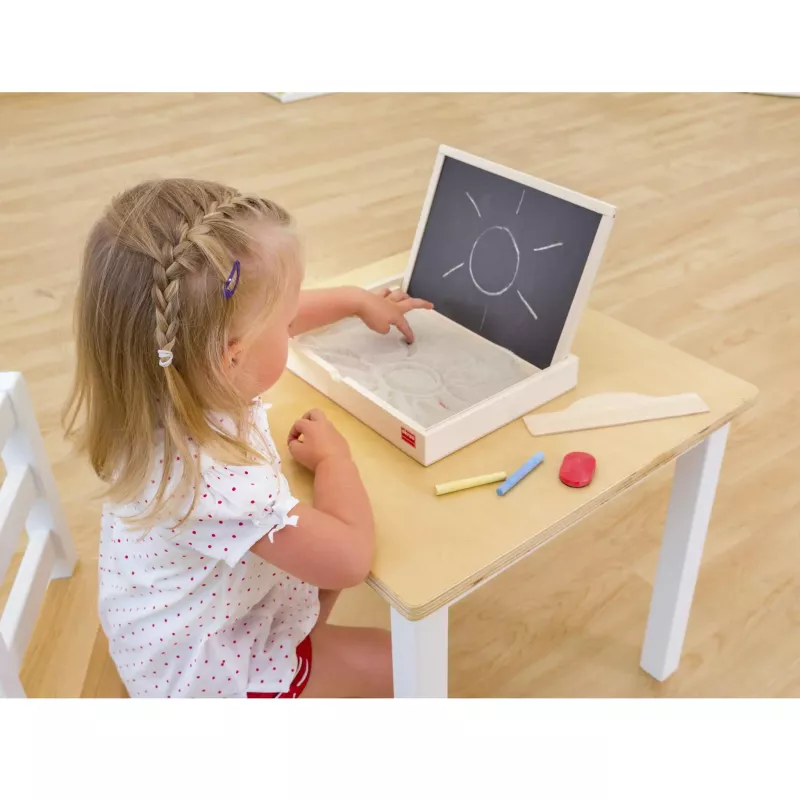Kinderzeichentisch, Tafelboard, Kreidekasten, Kreide, Lehrspielzeug