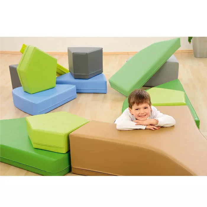 Kinderspielset, Stapelturm, Schaumstoffwürfel, Kissenblock, Bequeme Spielrutsche