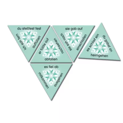 triangle puzzle, mint grün, digitales muster, funkelstern, text auf fliesen