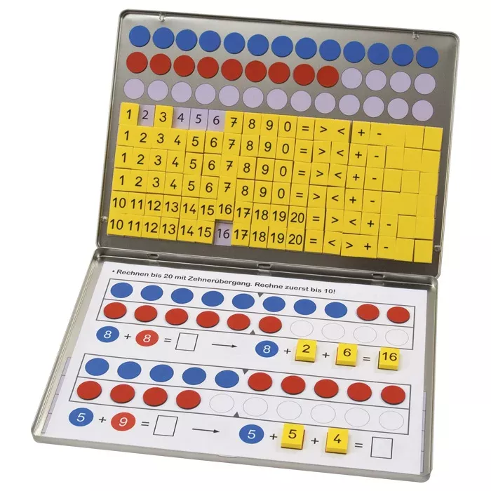mathematik-lernset, rechenstäbe, farbige scheiben, taktile taschenversion, lernspielzeug