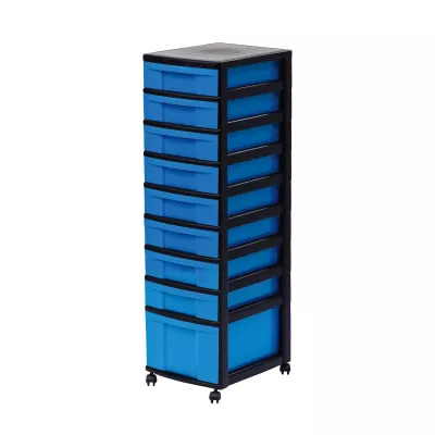 drawer, storage, turm?, blue, rollen