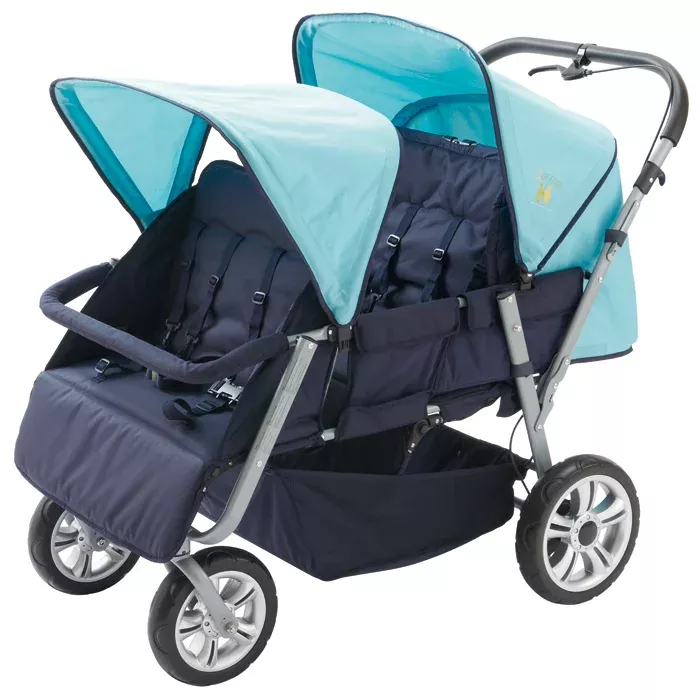 Doppel-Stroller, All-Terrain, Teal-Deckel, Kinderwagen, Wendbare Sitze