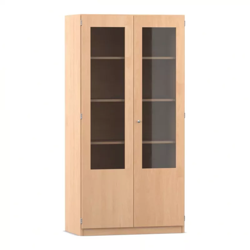 Vitrinenschrank, Holzschrank, Glaskabinett, Zweitürig, Regal