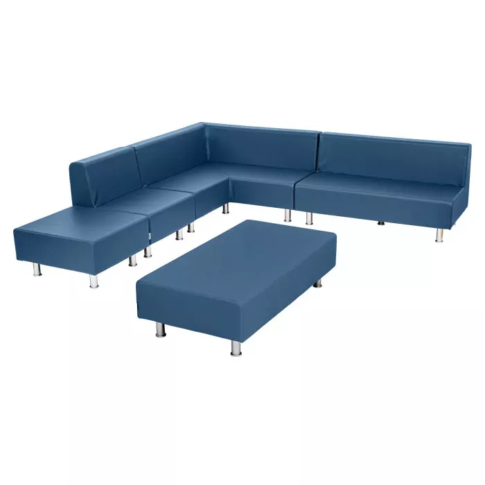 Sofa-Set, Sektionssofa, Blaues Polster, Modulares Sofa, Kaffeetisch