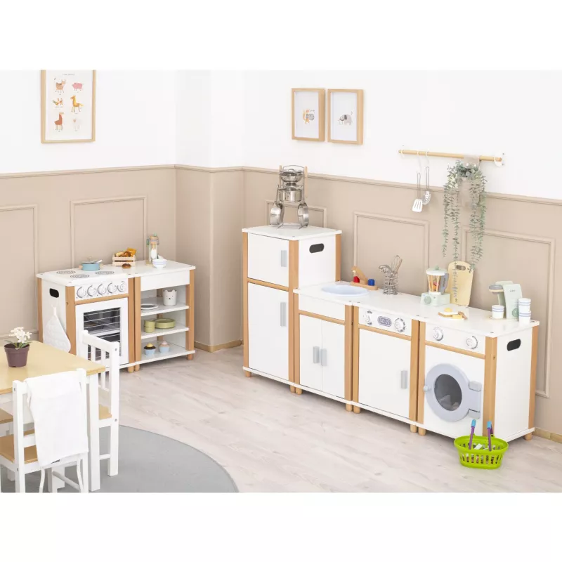 Küche Spielset, Kinderküche, Holzspielzeug, Waschmaschine, Küchenschränke