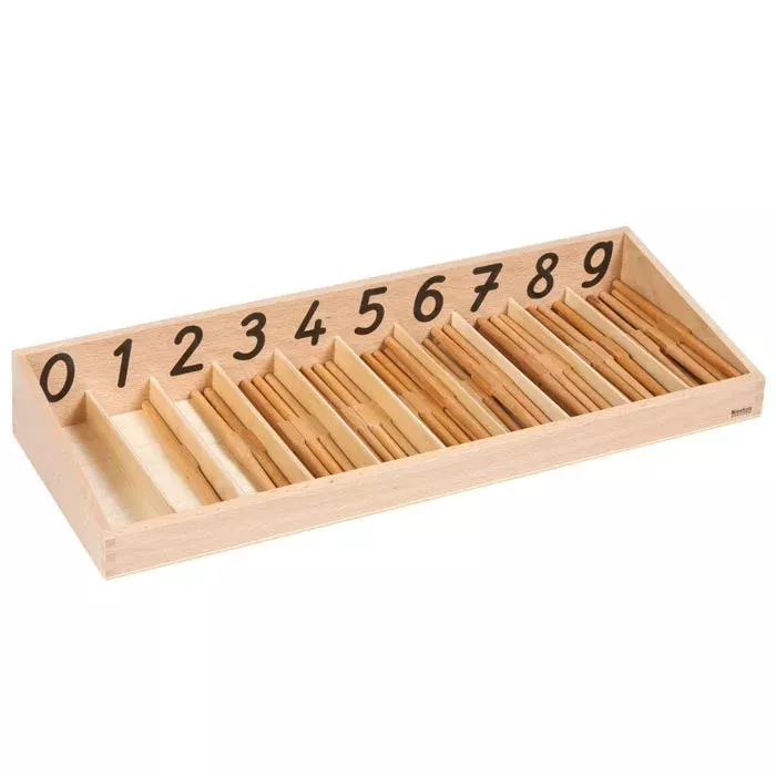 Holzschiene, Zählrahmen, Zählstäbe, Lernspiel, Zahlensortierung