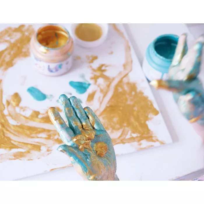 Farbklecks, Hand, Malerei, Farbmischung, Kunstprojekt