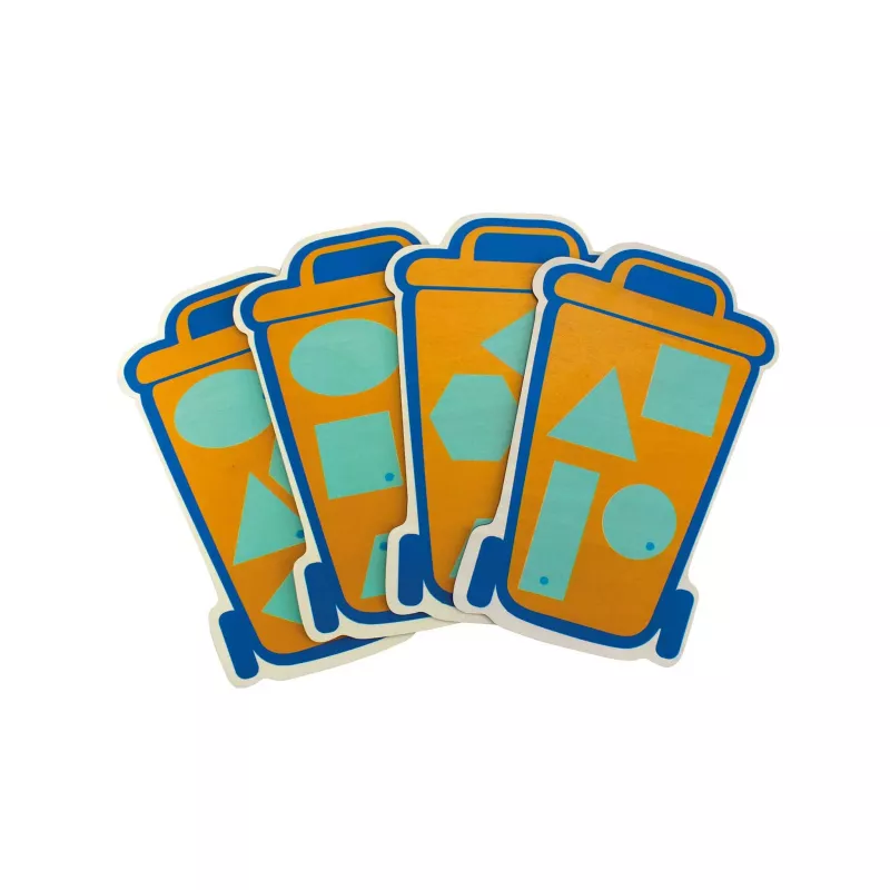 Sticker, Card deck, Shapes, Orange, Blue