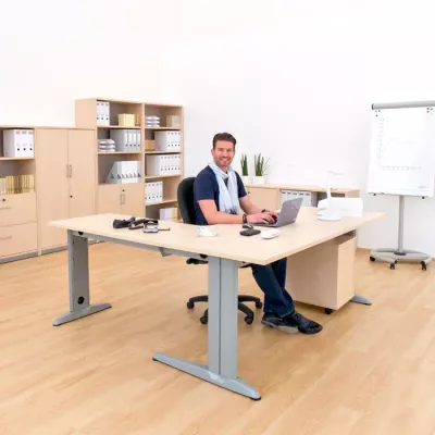 schreibtisch, büro, pult, computer, stuhl