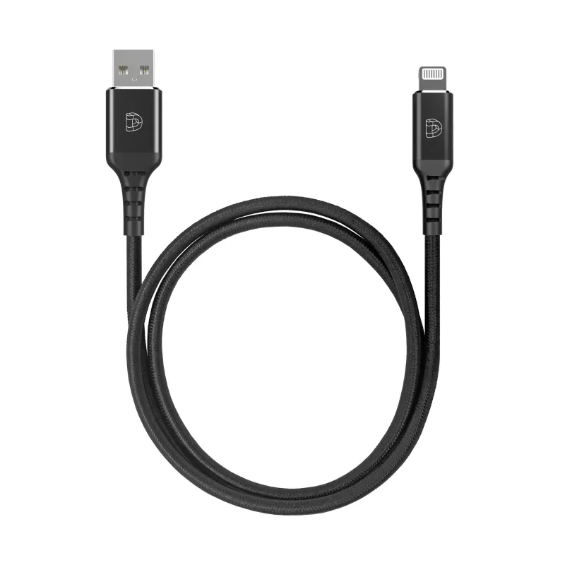 USB-A zu Lightning Kabel, geflochtenes USB-Kabel, Ladekabel, USB-Kabel schwarz, flexibles Kabel