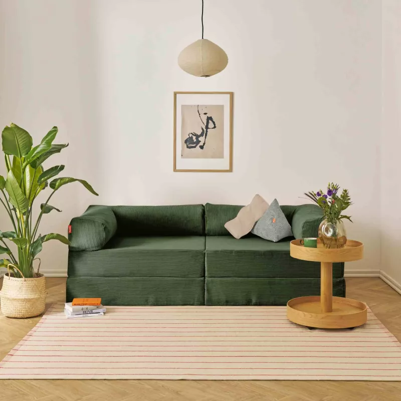 sofa, grünes sofa, Kordstoff, Kissen, Beistelltisch