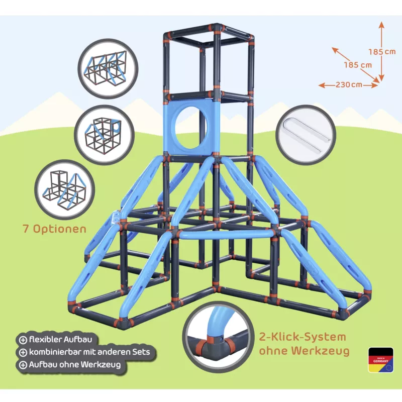 Klettergerüst, Kletterturm, Schnellbaukasten, Spielturm, Modulares System