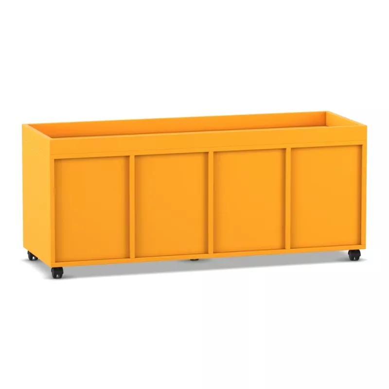 Lagerkiste, Skid-Rahmen, Rollwagen, orange, Aufbewahrungsbox