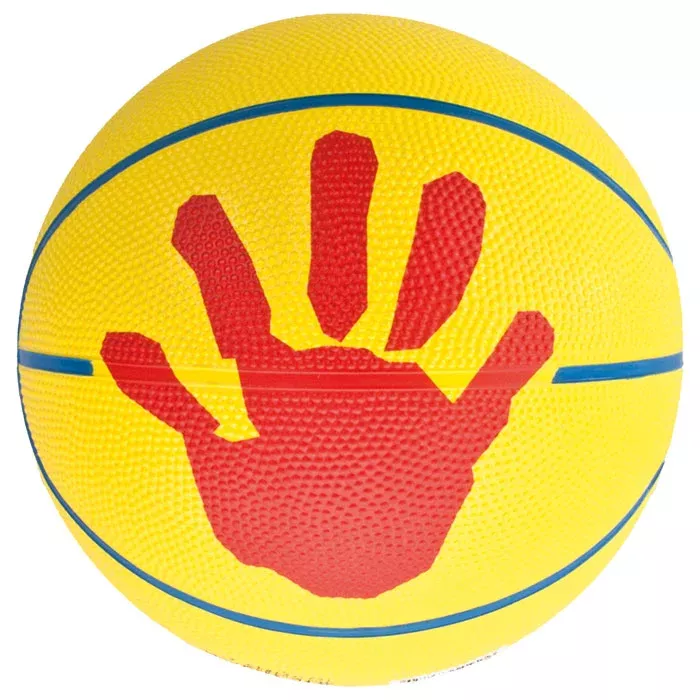 basketball, handprint, gelbes Ball, handabdruck, spielball