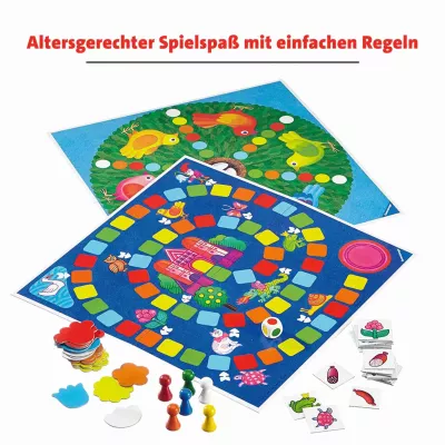 Spieltisch, Brettspiel, Spielmaterial, Klecksfarben, Tiermotive