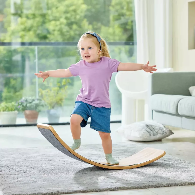 Kinder, Balanceboard, Holz, Kork, Grau